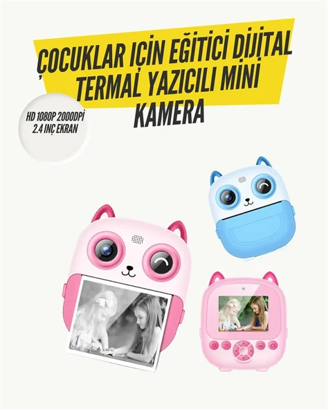 2.4' Ekranlı Mini Kamera - 1080p Kayıt + Mürekkepsiz Yazdırma ürün görseli 1
