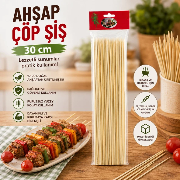 AHŞAP ÇÖP ŞİŞ 30CM 46PCS (5224) ürün görseli 1