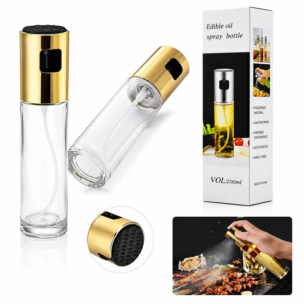 100 ML SPREY CAM YAĞDANLIK KROM - RENKLİ SPREY KAFA - İNCE UZUN ŞİŞE (5224) ürün görseli 1