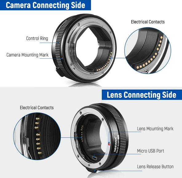 Neewer EF-EOSR Canon EF - RF AF Lens Adaptörü - Resim 2