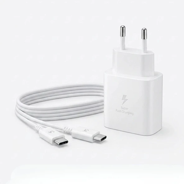 45W Süper Hızlı Şarj Adaptörü USB-C PD 3.0 PPS Fast Charger + 5A Type-C to Type-C Kablo (5250) ürün görseli 1