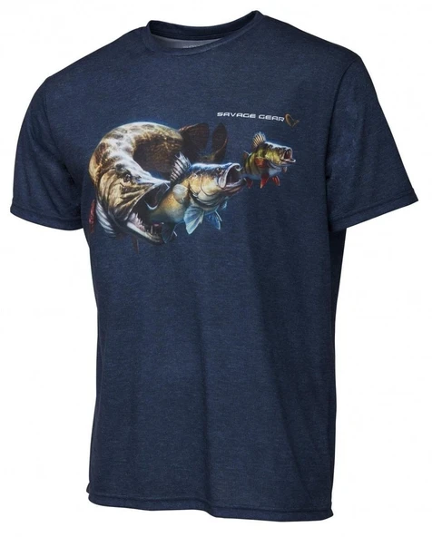 Savage Gear Cannibal T-Shirt Blue Melange ürün görseli 1