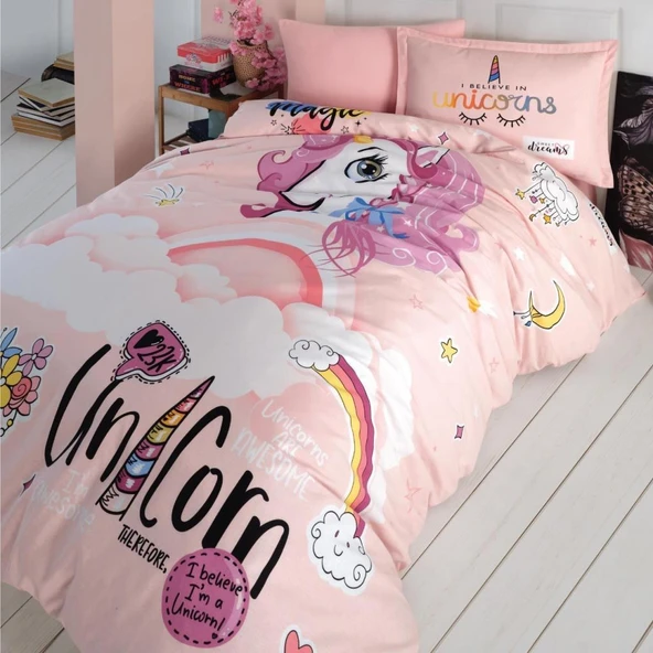 Genç Ranforce Tek Kişilik Nev Takımı Pink Dreams Pudra ürün görseli 1
