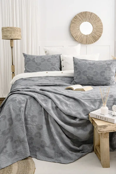 Şaheser Home Collection Yatak Örtüsü Çift Kişilik İt Antrasit ürün görseli 1