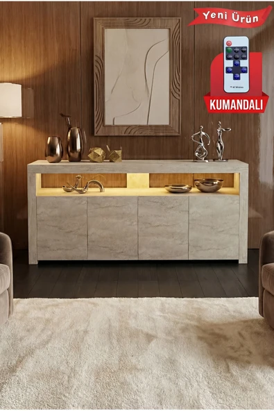 Platinreyon SUR LEDLİ TV ÜNİTESİ 164 CM TRAVERTEN ürün görseli 1