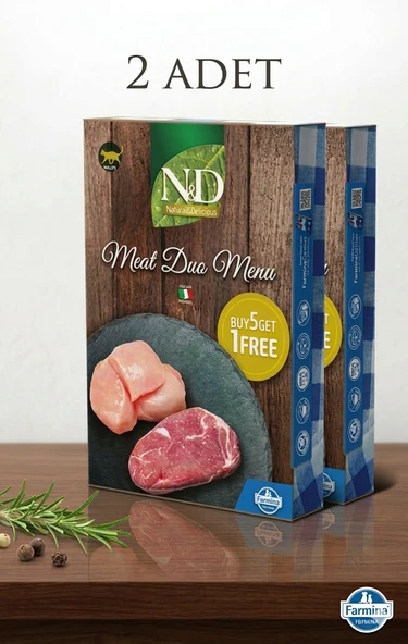 N&D Natural Meat Duo Menu  Kuzulu ve Tavuklu 2'li Paket (12 x 70 gr) Konserve Kedi Maması ürün görseli 1