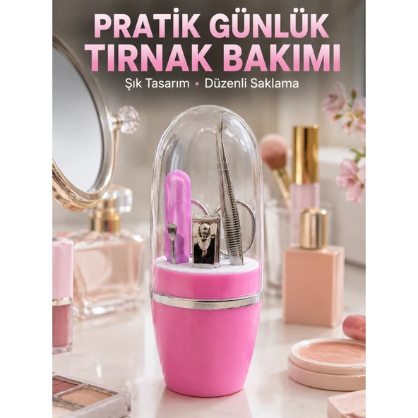 Taşınabilir Manikür Seti Pembe Tırnak Bakım ve Kişisel Bakım Kiti ürün görseli 1