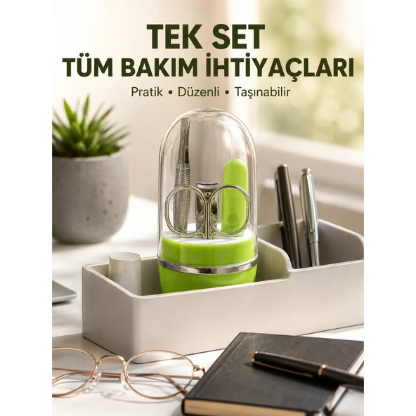 Yeşil Tırnak Bakım Seti Cımbız Makas Tırnak Makası ve Törpü ürün görseli 1