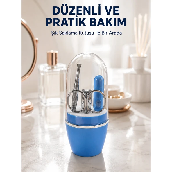 Mavi Tırnak Bakım Seti Çok Amaçlı Manikür Pedikür Kiti ürün görseli 1