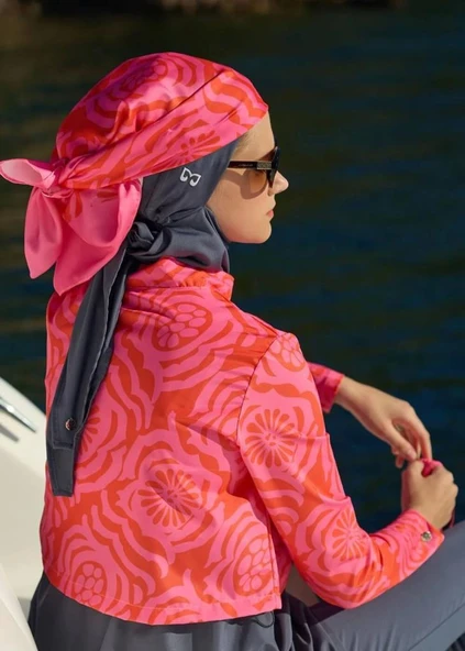 Mayovera  Tasarım Pembe  Üçgen Bandana - Resim 3