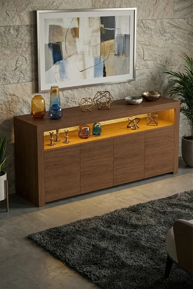 Platinreyon SUR LEDLİ KONSOL 164 CM CEVİZ - Resim 4