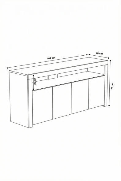 Platinreyon SUR LEDLİ KONSOL 164 CM MEŞE - Resim 5