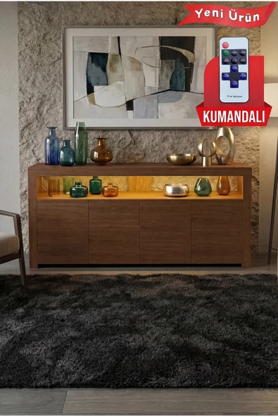 Platinreyon SUR LEDLİ KONSOL 164 CM CEVİZ ürün görseli 1
