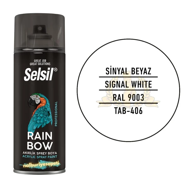 Selsil Rainbow Akrilik Sprey Boya SİNYAL BEYAZ 400 ml. - RAL9003 ürün görseli 1