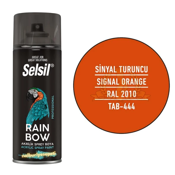 Selsil Rainbow Akrilik Sprey Boya SİNYAL TURUNCU 400 ml. - RAL2010 ürün görseli 1