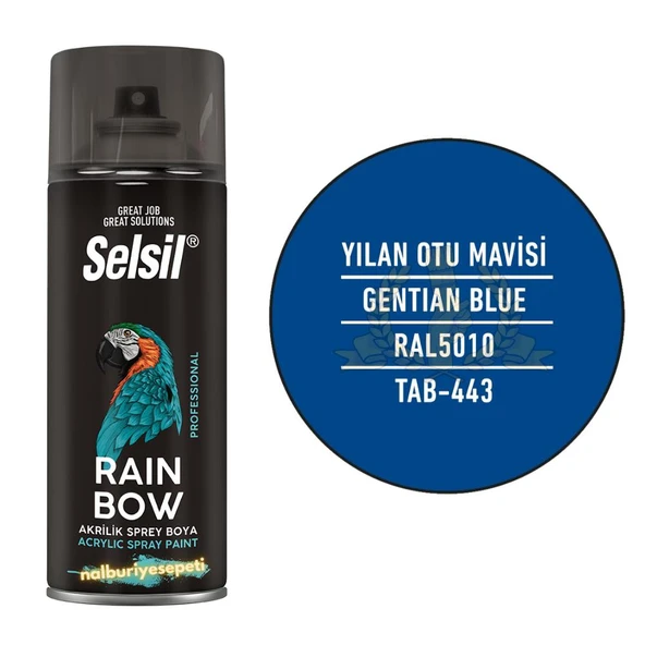 Selsil Rainbow Akrilik Sprey Boya YILAN OTU MAVİSİ 400 ml. - RAL5010 ürün görseli 1