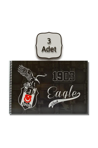 Beşiktaş 24x34 15 Yaprak Karton Kapak Spiralli Resim Defteri 3 Adet ürün görseli 1
