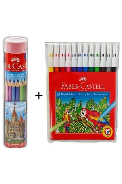 Faber Castell Beyaz 12li Tüp Kuru Boya Ve 12li Keçeli Kalem ürün görseli 1