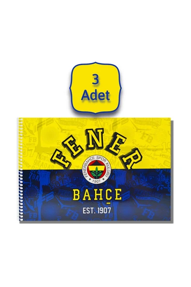 Fenerbahçe 17x24 15 Yaprak Karton Kapak Spiralli Resim Defteri 3 Adet ürün görseli 1