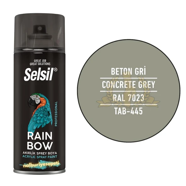Selsil Rainbow Akrilik Sprey Boya BETON GRİ 400 ml. - RAL7023 ürün görseli 1