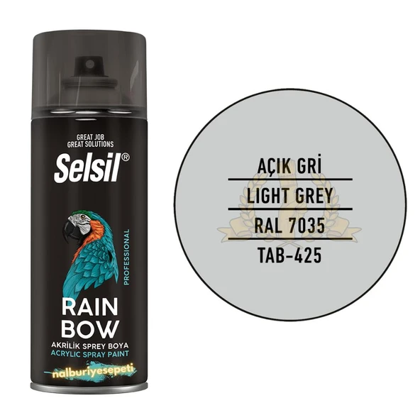Selsil Rainbow Akrilik Sprey Boya AÇIK GRİ 400 ml. - RAL7035 ürün görseli 1