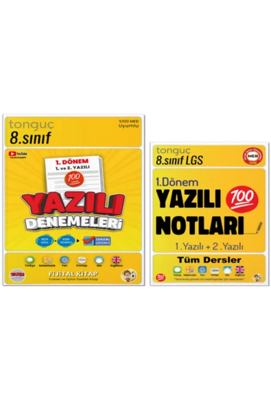 Tonguç Yayınları 8. Sınıf Yazılı Denemeleri 1. Dönem 1 ve 2. Yazılı -8. Sınıf Yaz. Not 1. Dön.1-2 Yaz. ürün görseli 1
