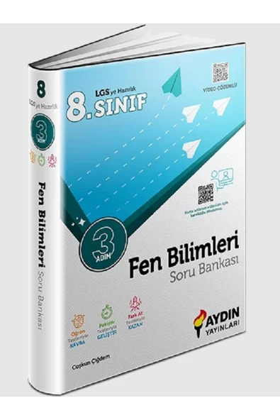 Evrensel İletişim Yayınları 8.Sınıf Aydın Yay. Fen Bilimleri Üç Adım Soru Bankası / Öğren Pekiştir Fark At / Video Çözüm ürün görseli 1