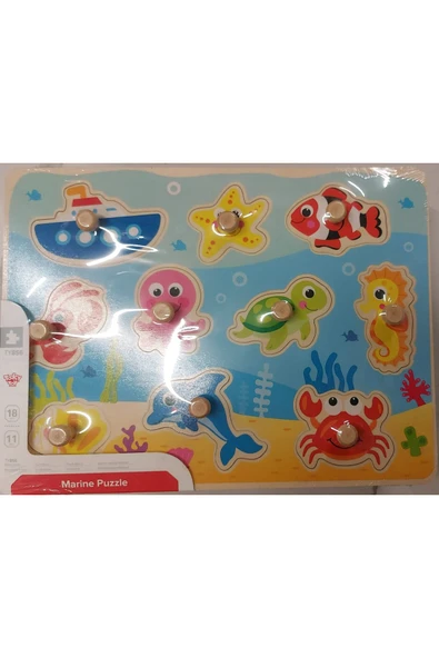 Tooky Toy Ahşap Deniz Canlıları (Marine Puzzle) Puzzle 10 Parça ürün görseli 1