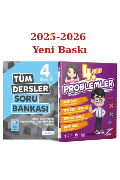 Tudem Yayınları Tudem 4. Sınıf Tüm Dersler Soru Bankası -Pruva 4.Sınıf Problemler ürün görseli 1