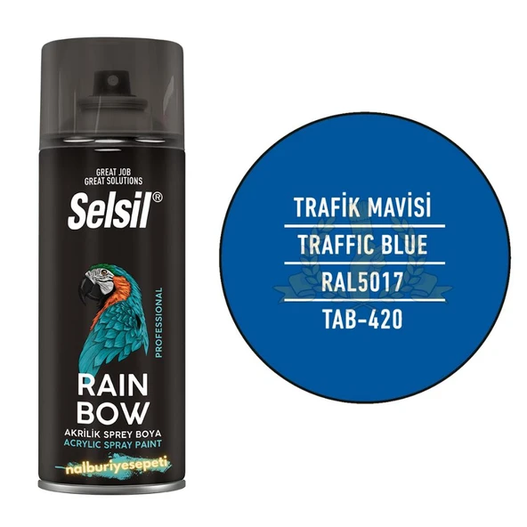 Selsil Rainbow Akrilik Sprey Boya TRAFİK MAVİ 400 ml. - RAL5017 ürün görseli 1