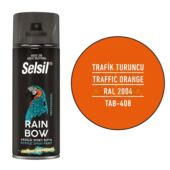 Selsil Rainbow Akrilik Sprey Boya TRAFİK TURUNCU 400 ml. - RAL2004 ürün görseli 1
