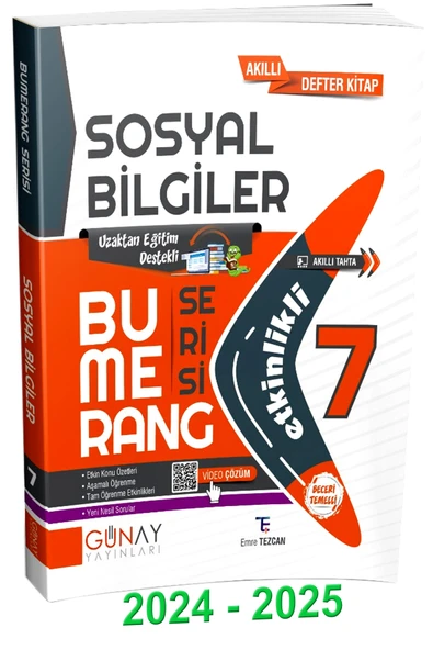 Günay Yayınları 2024 2025 7.SINIF BUMERANG ETKİNLİKLİ SOSYAL BİLGİLER ürün görseli 1