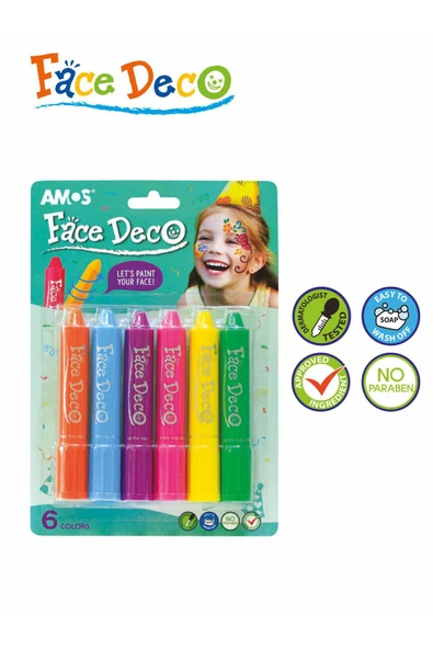 Amos Yüz Boyama Kalemi - 6 renk - Resim 4
