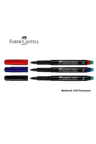 Faber Castell 1523 Asetat Kalemi M 3'lü Set Siyah-kırmızı-mavi ürün görseli 1