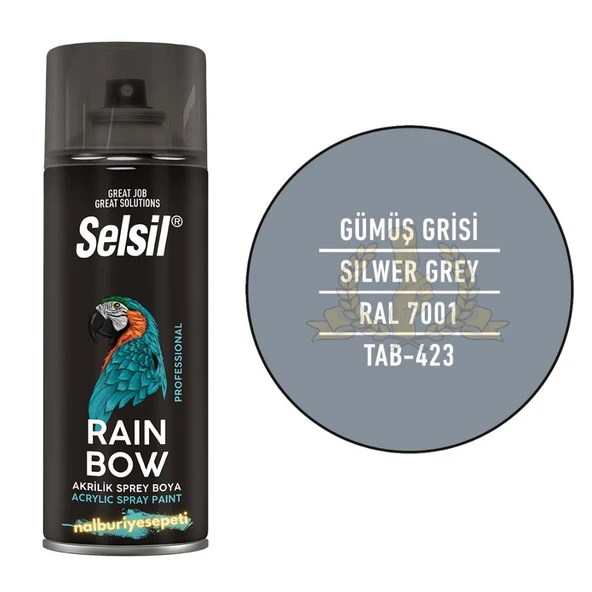 Selsil Rainbow Akrilik Sprey Boya GÜMÜŞ GRİ 400 ml. - RAL7001 ürün görseli 1
