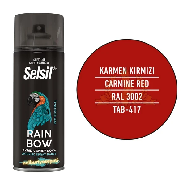 Selsil Rainbow Akrilik Sprey Boya KARMEN KIRMIZI 400 ml. - RAL3002 ürün görseli 1