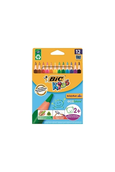 Bic Kids Evolution 12 Renk Jumbo Üçgen Kuru Boya Kalemi Alıcı Öde ürün görseli 1
