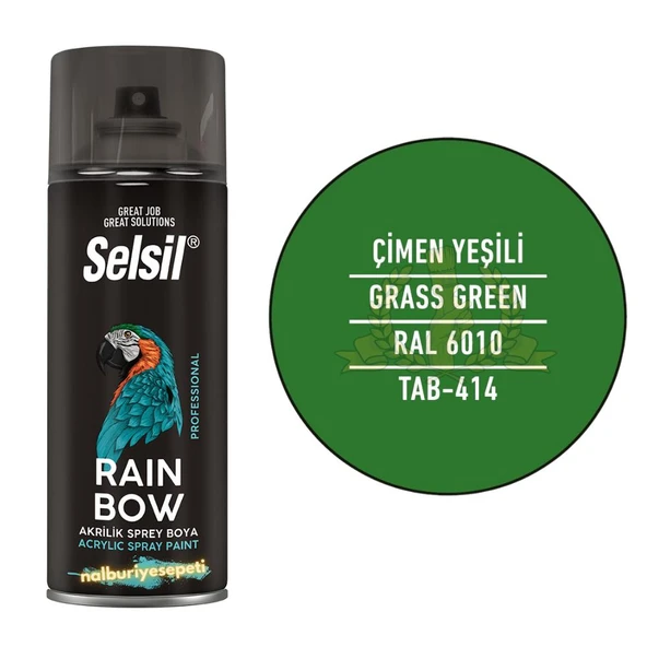Selsil Rainbow Akrilik Sprey Boya ÇİMEN YEŞİLİ 400 ml. - RAL6010 ürün görseli 1
