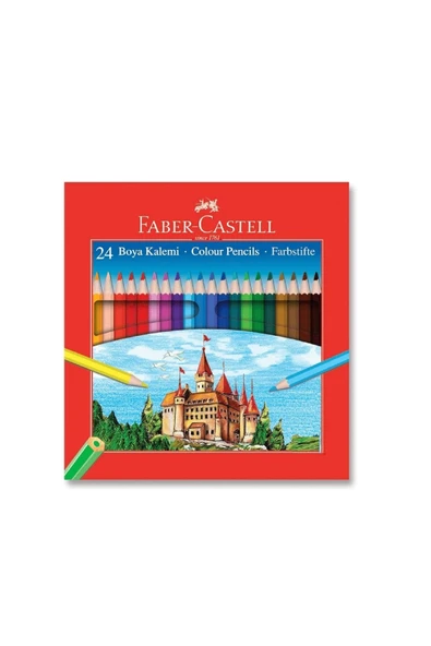 Faber Castell 24 Renk Kuruboya Kalemi Tam Boy Karton Kutu ürün görseli 1