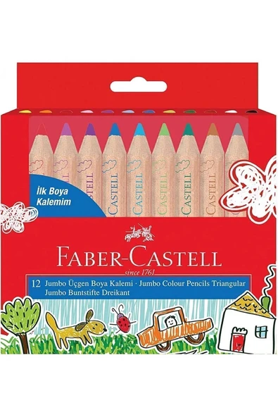 Faber Castell 12'li Jumbo Üçgen Boya "ilk Boya Kalemim" Set ürün görseli 1