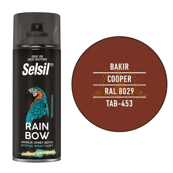 Selsil Rainbow Akrilik Sprey Boya BAKIR 400 ml. - RAL8029 ürün görseli 1