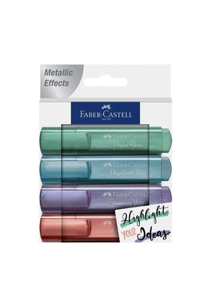 Faber Castell Textliner Fosforlu Kalem Seti - 4 Metalik Renk ürün görseli 1
