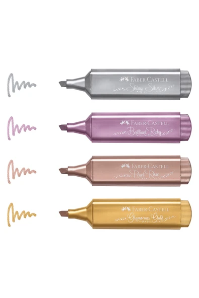 Faber Castell Metalik Renk Fosforlu Kalem 4 lü Paket 154640 ürün görseli 1