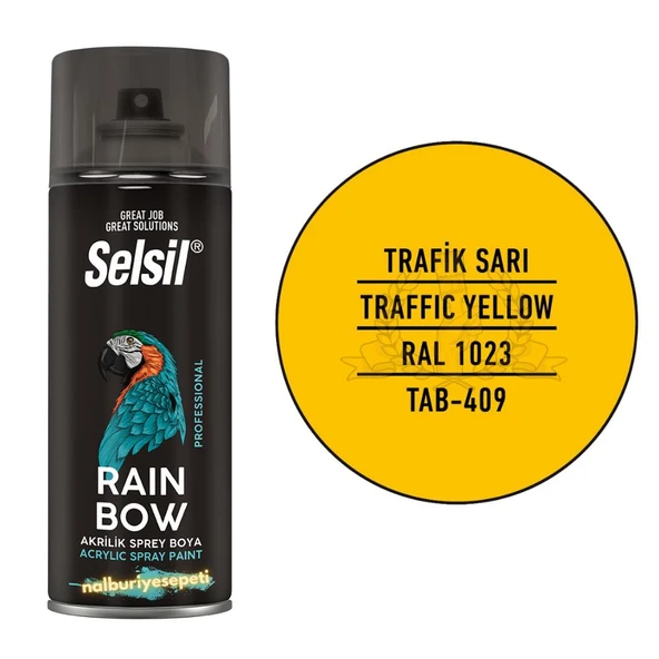 Selsil Rainbow Akrilik Sprey Boya TRAFİK SARI 400 ml. - RAL1023 ürün görseli 1