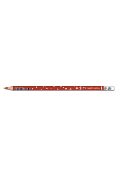 Faber Castell Faber-castell Başlık Kalemi Yıldız Desenli Silgili Kırmızı 1131459001 12 Li (1 Paket 12 Adet) ürün görseli 1