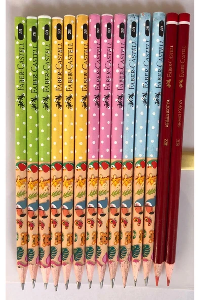 Faber Castell SEVİMLİ DOSTLAR YUVARLAK 2B KURŞUN KALEM 12 ADET + FC. KIRMIZI KOPYA KALEMİ 2 ADET ürün görseli 1