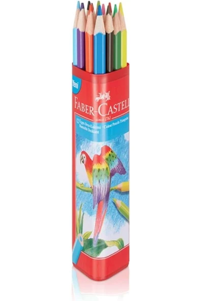 Faber Castell Üçgen Plastik Tüp Boya Kalemi 12 Renk, Tam Boy ürün görseli 1