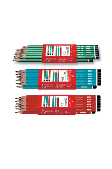 Faber Castell Köşeli Mercanlı Kurşun Kalem 12’li HB, Kırılmaya Dayanıklı Uç, Kolay Açılır, (Karma Renk 1 Düzine) ürün görseli 1