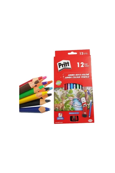 Pritt 12 Renk Jumbo Kuru Boya Tam Boy 1219733 ürün görseli 1