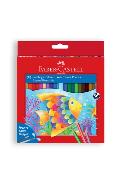 Faber Castell 24 Renk Suluboya Kalemi Seti, Canlı ve Parlak Renkler, Karton Kutulu Boya Seti, Yumuşak Uçlu ürün görseli 1